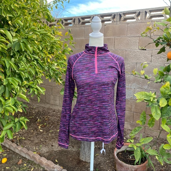 Ideology Pink Stripes Sports Gym Sweatshirt - Picture 1 of 5